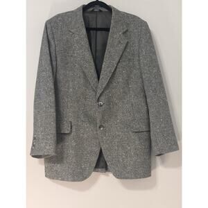 VINTAGE Kuppenheimer Men's 100% Wool Tweed Jacket Size 42 Reg GRAY-WHITE-BLACK